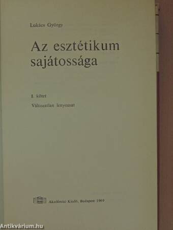 Az esztétikum sajátossága 1-2.