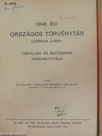 1948. évi Országos Törvénytár január 26-július 22.