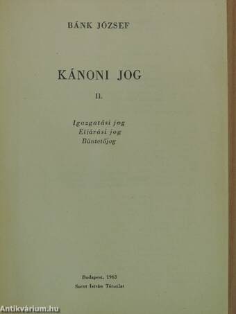 Kánoni jog II.