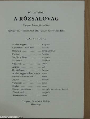 R. Strauss: A rózsalovag