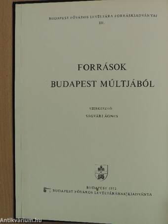 Források Budapest múltjából III. 