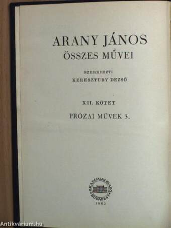 Arany János összes művei XII.