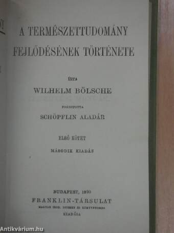 A természettudomány fejlődésének története I. (töredék)