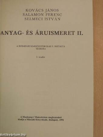 Anyag- és áruismeret II.