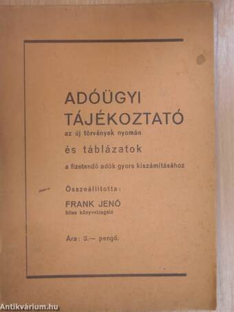 Adóügyi tájékoztató