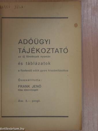 Adóügyi tájékoztató