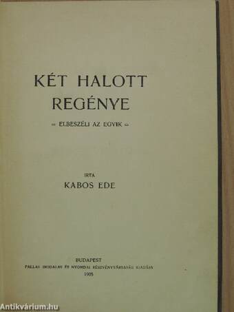 Két halott regénye