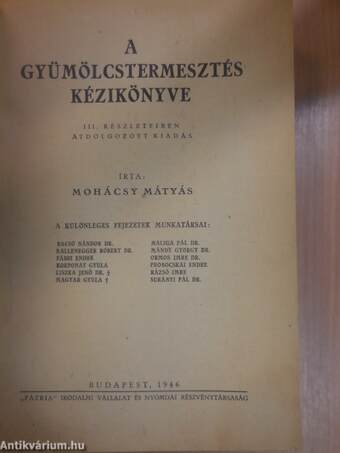 A gyümölcstermesztés kézikönyve