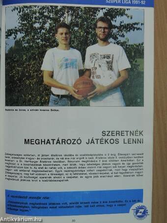 Szuper Liga programfüzet 91/92