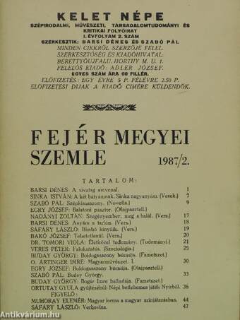 Fejér Megyei Szemle 1987/2.