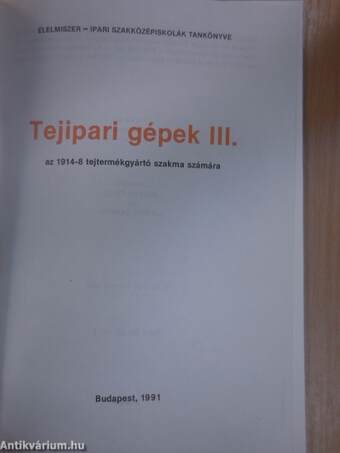 Tejipari gépek III.