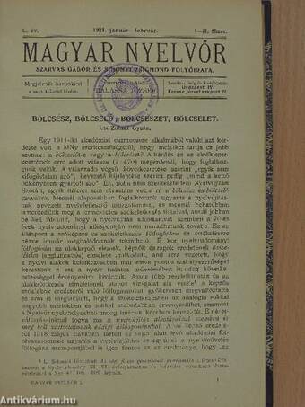 Magyar Nyelvőr 1920-1924. január-december