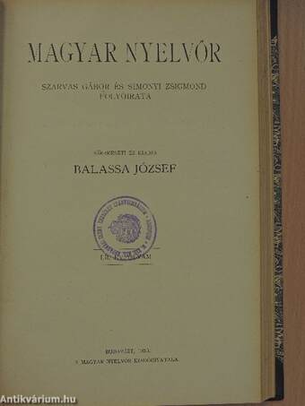 Magyar Nyelvőr 1920-1924. január-december