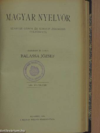 Magyar Nyelvőr 1920-1924. január-december