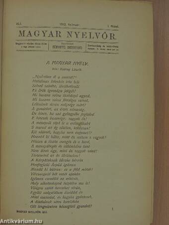 Magyar Nyelvőr 1912. január-december