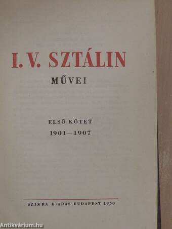 I. V. Sztálin művei 1.