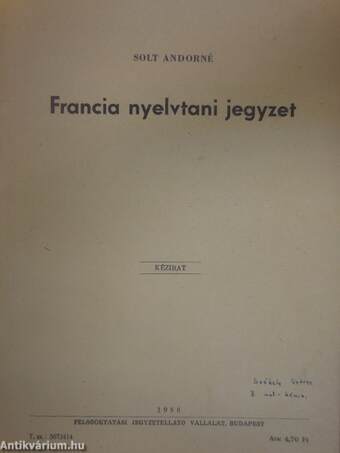 Francia nyelvtani jegyzet