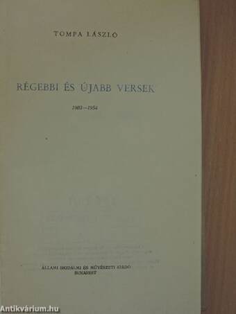 Régebbi és újabb versek