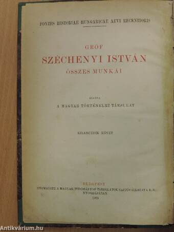 Gr. Széchenyi István döblingi irodalmi hagyatéka III.