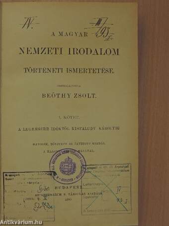 A magyar nemzeti irodalom történeti ismertetése I-II.