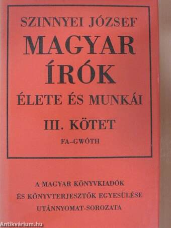 Magyar írók élete és munkái III. (töredék)