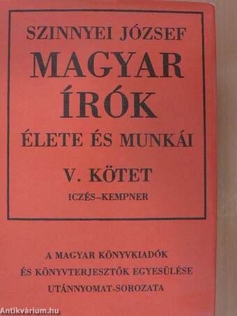 Magyar írók élete és munkái V. (töredék)