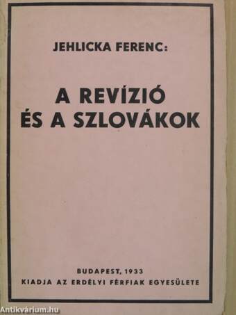 A revízió és a szlovákok (Tiltólistás kötet)