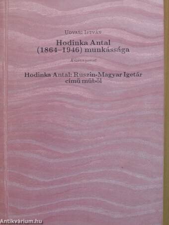 Hodinka Antal (1864-1946) munkássága