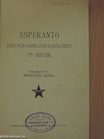 Esperanto nyelvgyakorló-olvasókönyv és szótár