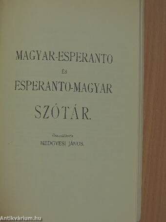 Esperanto nyelvgyakorló-olvasókönyv és szótár