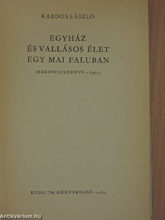 Egyház és vallásos élet egy mai faluban