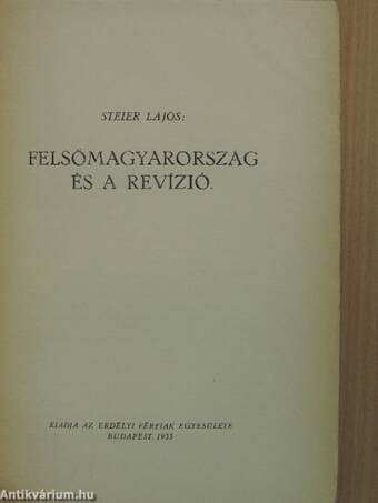 Felsőmagyarország és a revízió