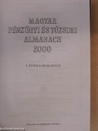 Magyar pénzügyi és tőzsdei almanach 2000. III.