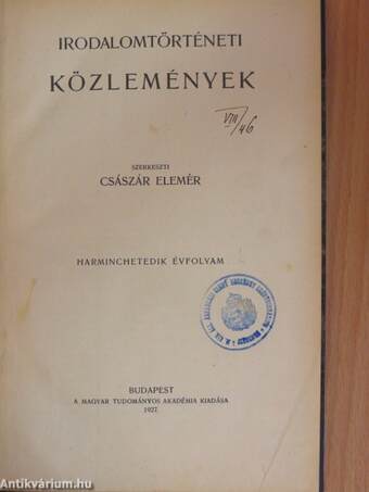 Irodalomtörténeti Közlemények 1927.