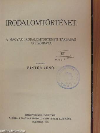 Irodalomtörténet 1929. január-december