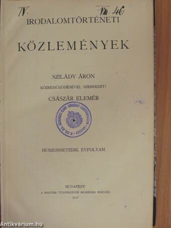 Irodalomtörténeti Közlemények 1917.