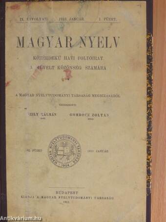 Magyar Nyelv 1913. január-deczember