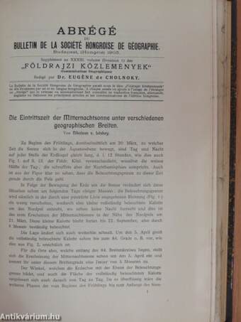 Földrajzi Közlemények 1905. január-december/Abrégé du Bulletin de la Société Hongroise de Géographie 1905. január-december