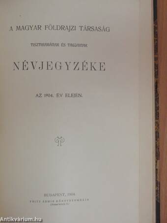 Földrajzi Közlemények 1904. január-december