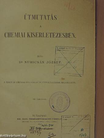 Útmutatás a chemiai kisérletezésben