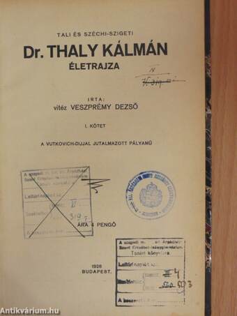 Dr. Thaly Kálmán életrajza I. (töredék)