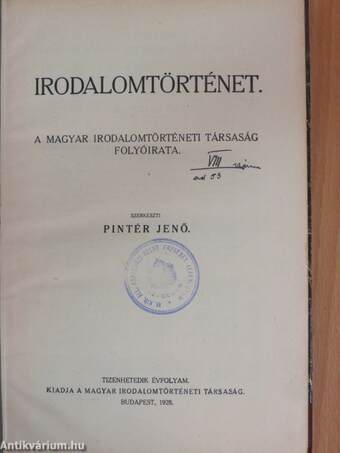 Irodalomtörténet 1928. január-december