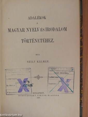 Adalékok a magyar nyelv és irodalom történetéhez