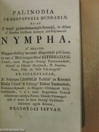 Márssal Társalkodó Murányi Vénus/Palinodia Prosopopoeia Hungariae/Rózsa Koszoru/Porából meg-élemedett Phoenix/A' csalárd Kupídónak