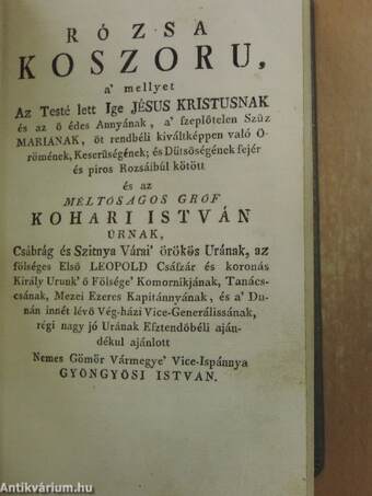 Márssal Társalkodó Murányi Vénus/Palinodia Prosopopoeia Hungariae/Rózsa Koszoru/Porából meg-élemedett Phoenix/A' csalárd Kupídónak