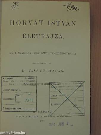 Horvát István életrajza