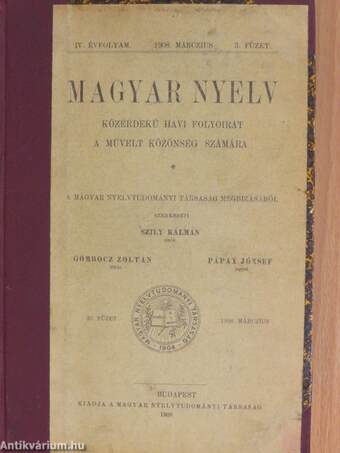 Magyar Nyelv 1908. január-december