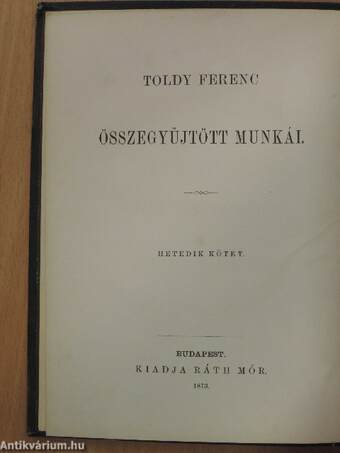 Irodalmi arcképek és szakaszok Toldy Ferenctől