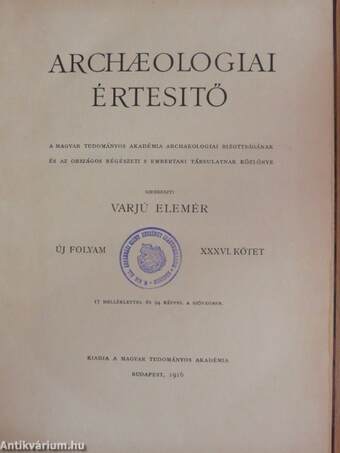 Archaeologiai Értesitő 1916.