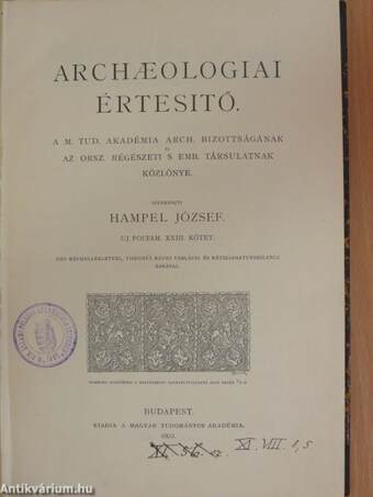 Archaeologiai Értesitő 1903/1-5.